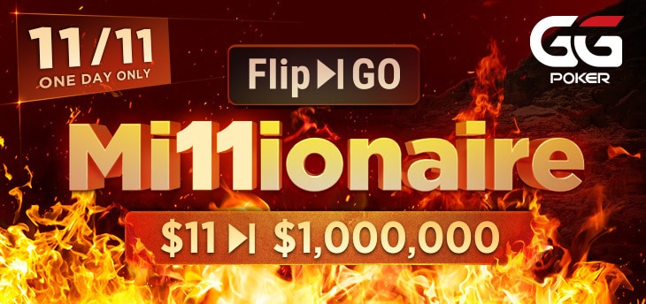 Vähintään $ 1 000 000 palkintoja voitettavana $11 Flip & Go Millionaire -turnauksessa